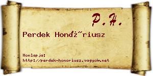 Perdek Honóriusz névjegykártya